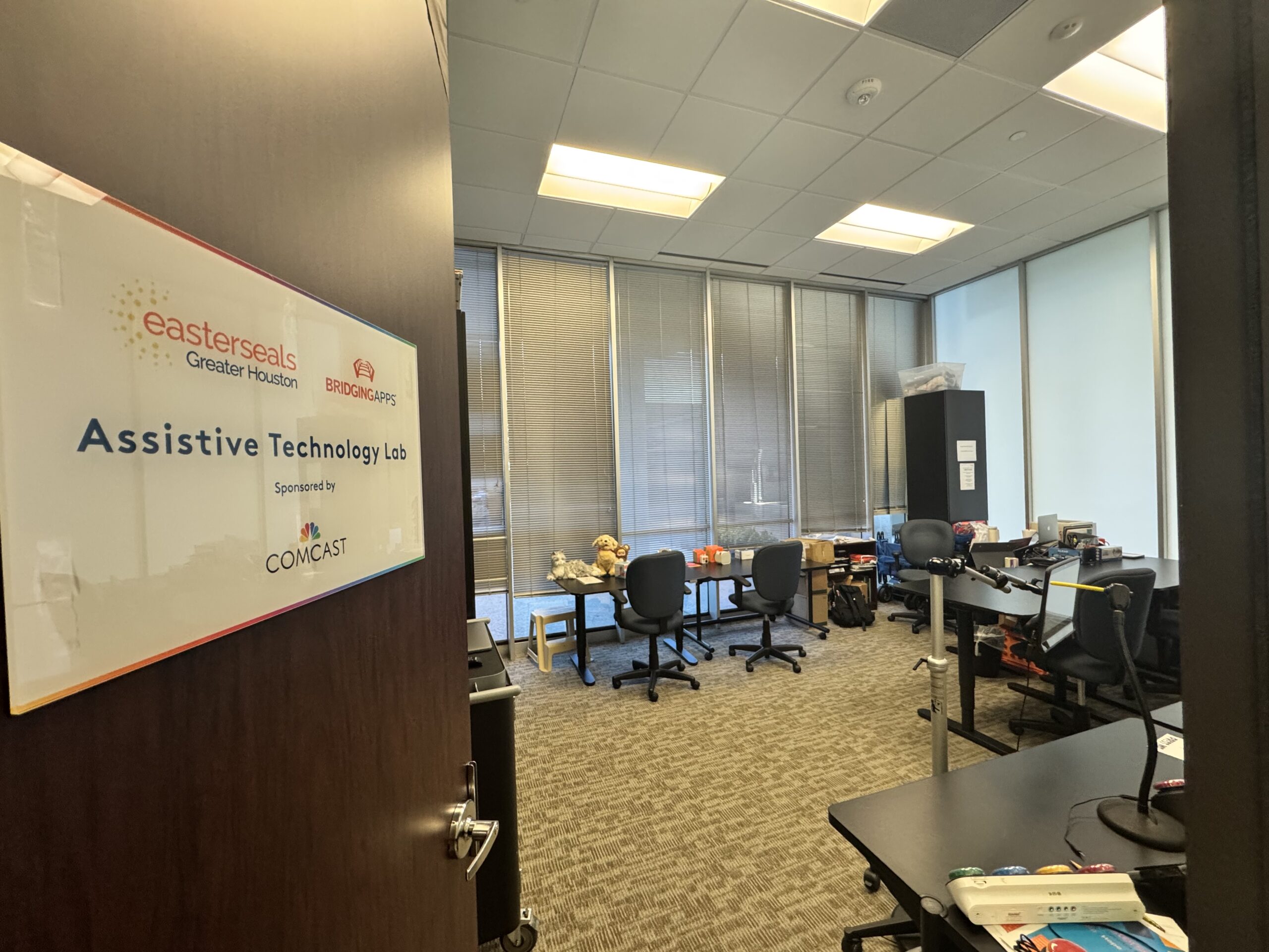 A door leading into Easter Seals Assistive Technology lab