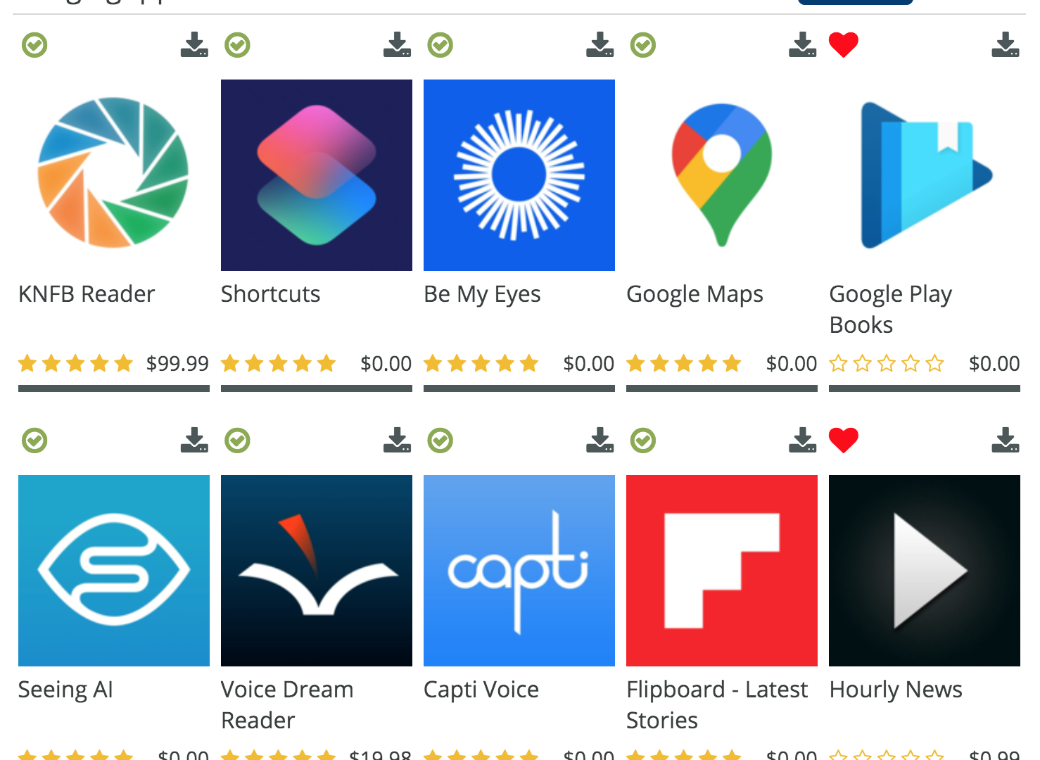 Low Vision App List