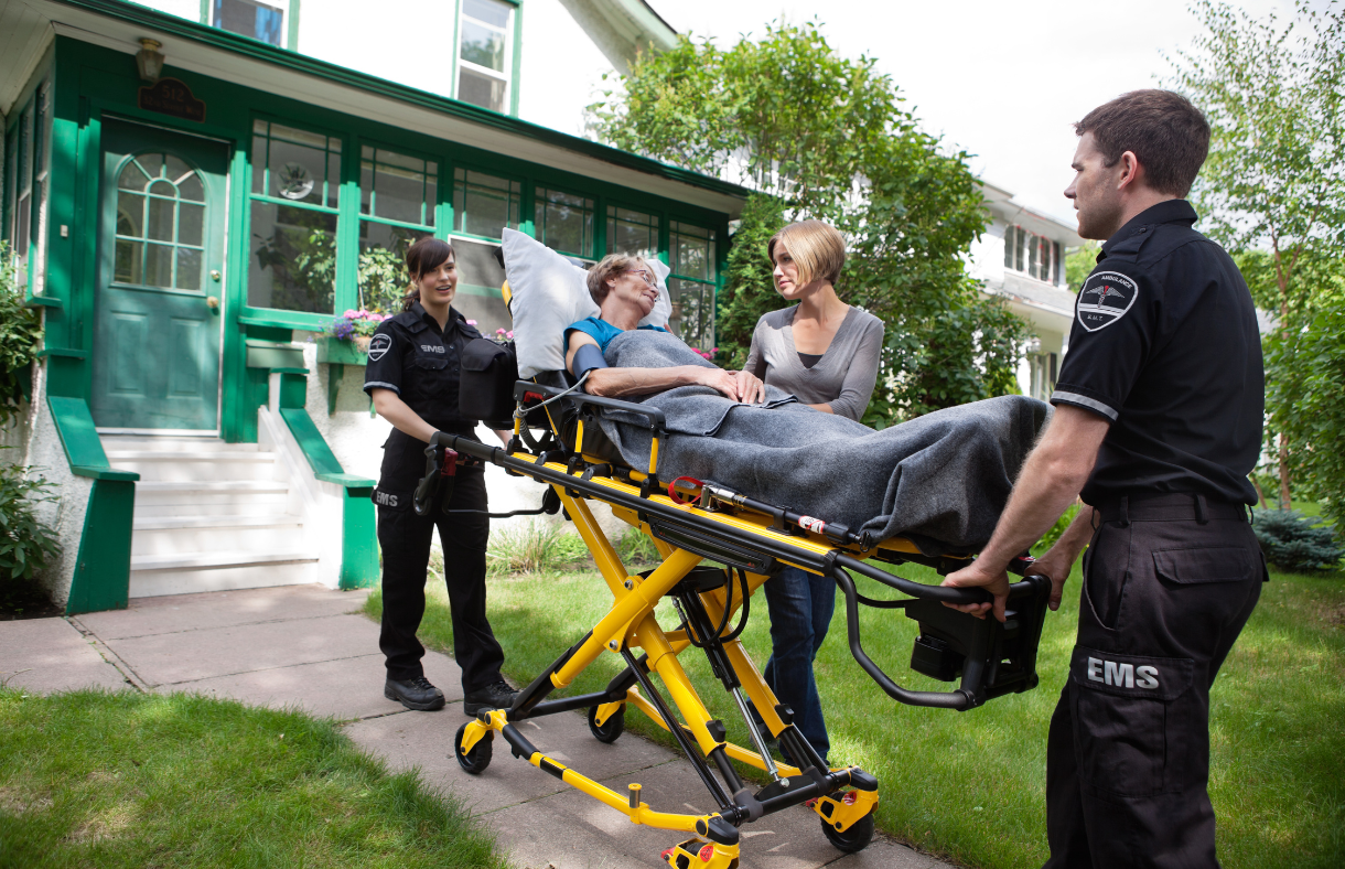 first responders transporting ill woman