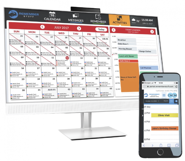 graphic of computer screen with calendar and iphone with calendar