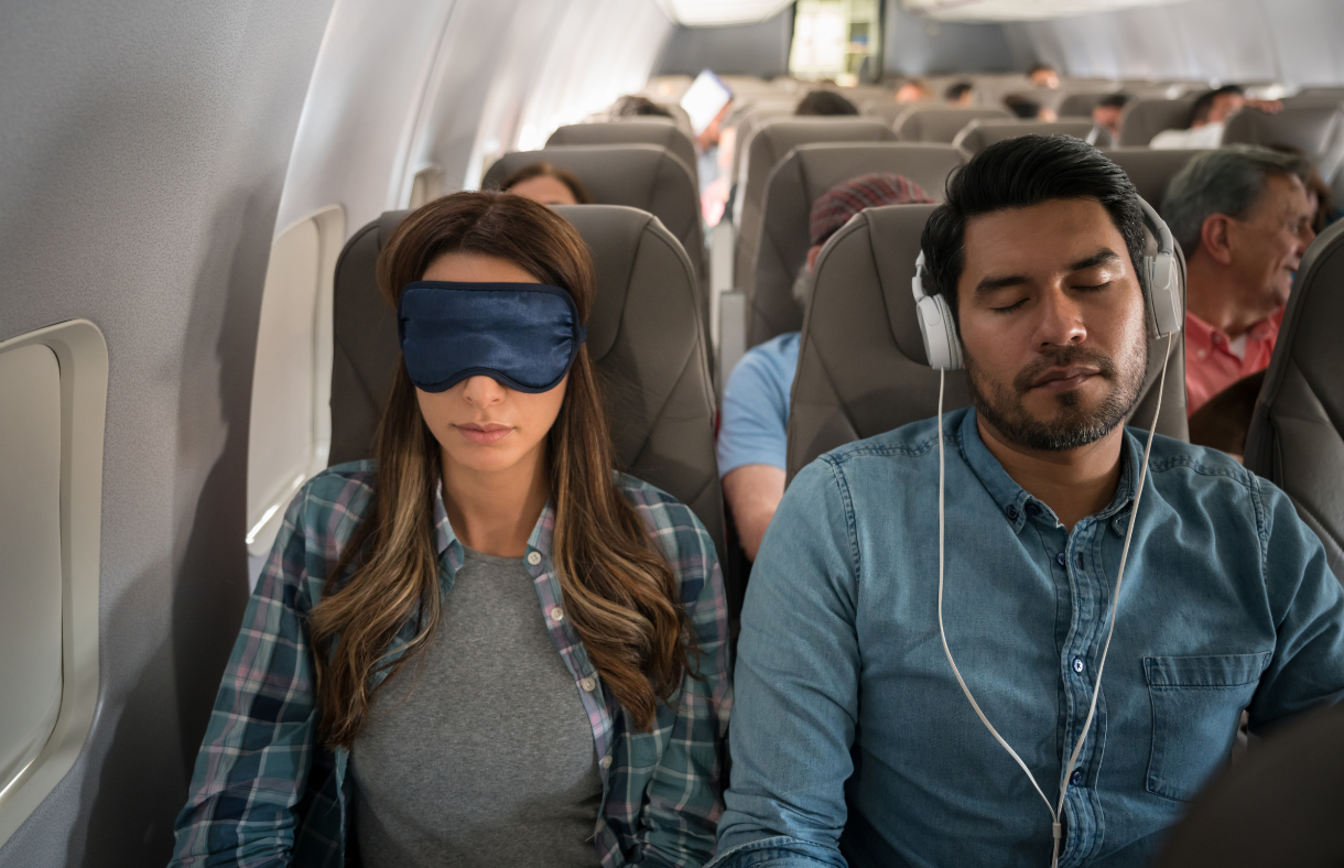 lady and man on airplane