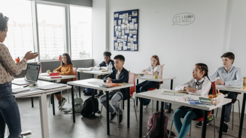 teacher at front of class