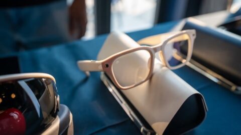 meta glasses sitting on book