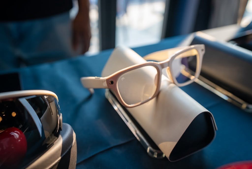 meta glasses sitting on book